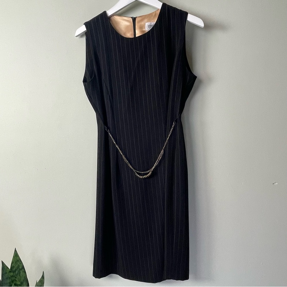Black Dress with Stripes and Hardware / Size 8